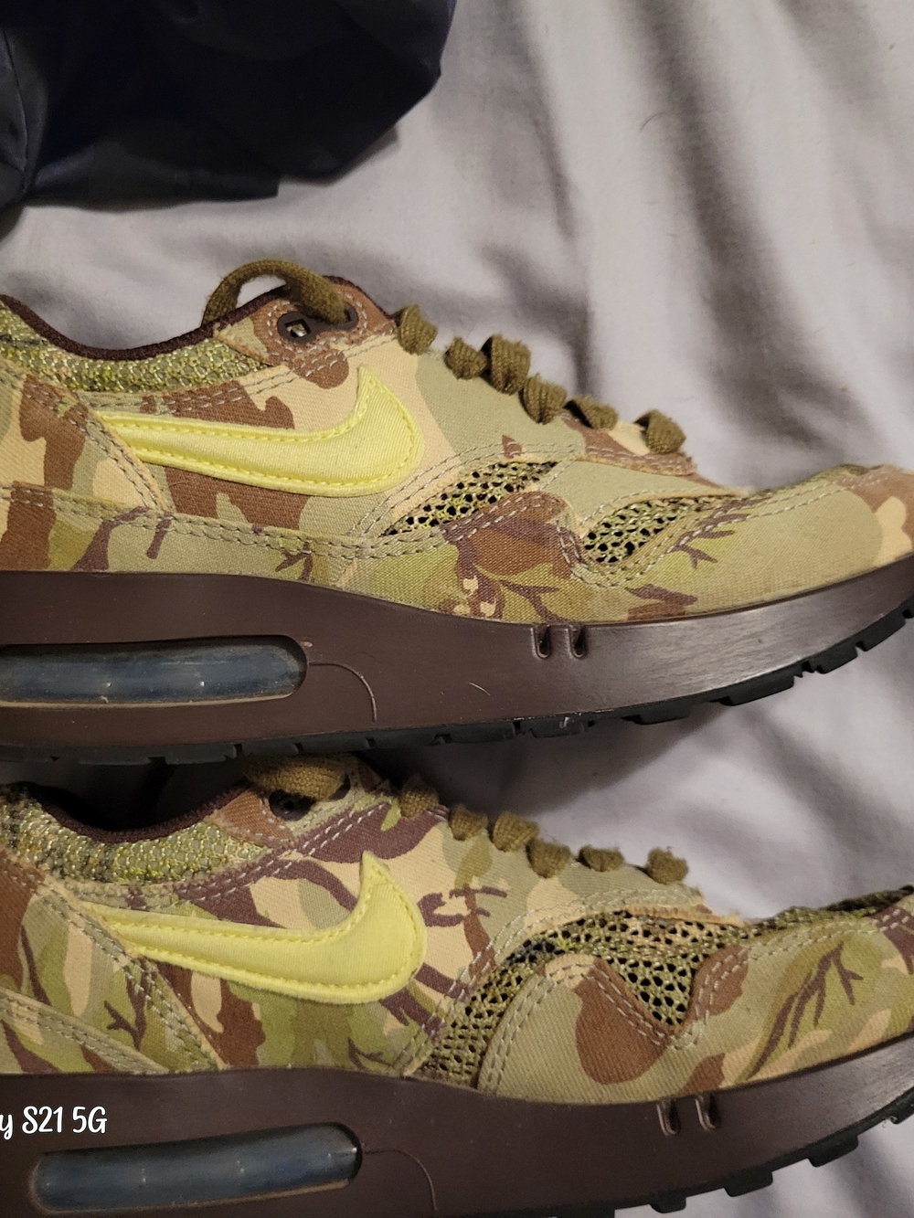 Nike Camo Air Max Sneakers with Yellow Swoosh